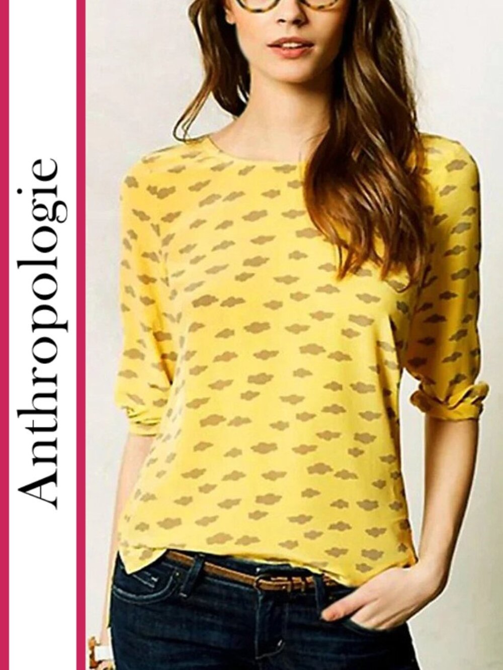 Anthropologie/Maeve | 'Linosa' Cloud Print Silk Blouse
